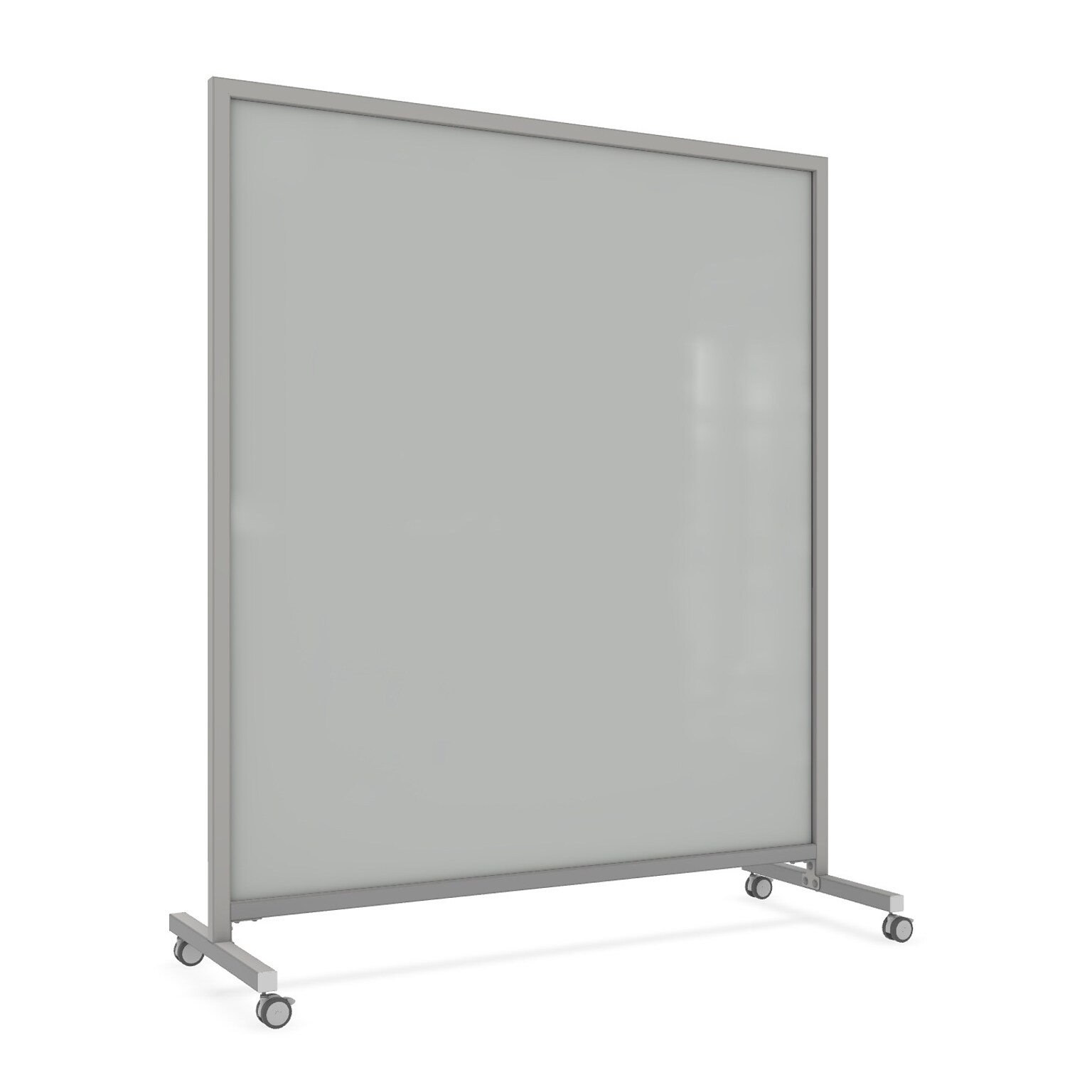 Ghent EZ Glass Mobile Dry-Erase Whiteboard, Aluminum Frame, 75H x 62W, Gray (EZ1NA7562GY)