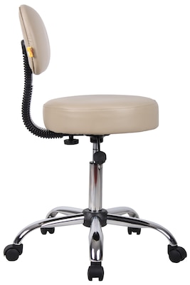 Boss Caressoft Armless Doctor's Stool with Backrest, Beige (B245-BG)