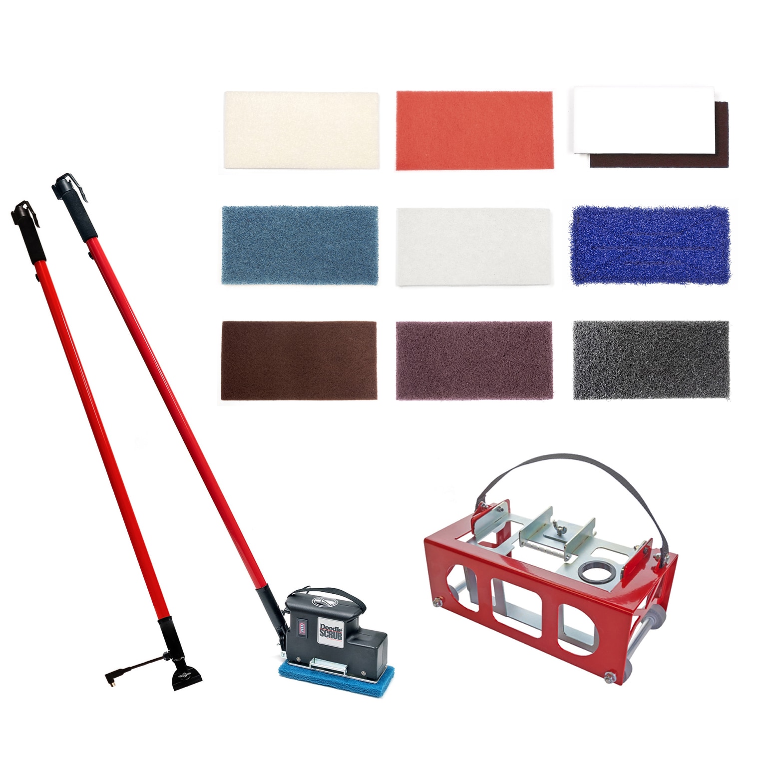 Square Scrub Doodle Scrub Plus Deluxe 10.5 Path Auto Flor Scrubber Kit w/2 Handles, 1.2Ah (SS EBG-9-DLX-BAT-PLUS)