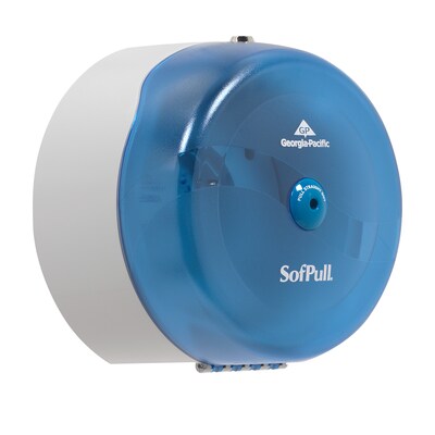 Georgia-Pacific SofPull® High Capacity Center-Pull Bath Dispenser, Splash Blue, 10.500"W x 6.750''D x 10.500"H