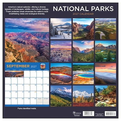 2027 TF Publishing National Parks 12" x 12" Monthly Wall Calendar, Multicolored (27-1020)