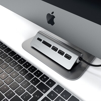 Type-C Aluminum USB 3.0 Hub & Card Reader Space Gray