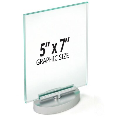 Azar Sign Holder, 5" x 7", Vertical, Silver Acrylic, 2/Pack (252941)