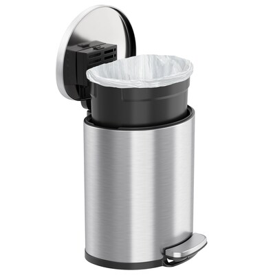 iTouchless SoftStep Semi-Round Stainless Steel Step Trash Can with Hinged Lid, 5.02 Gallon (IP05DSS)