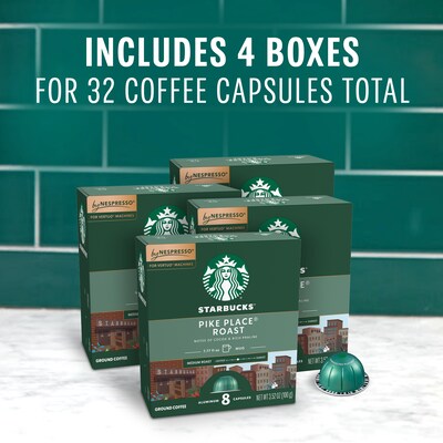 Starbucks Pike Place Roast Coffee Nespresso Vertuo Capsules, Medium Roast, 32/Box (117663)