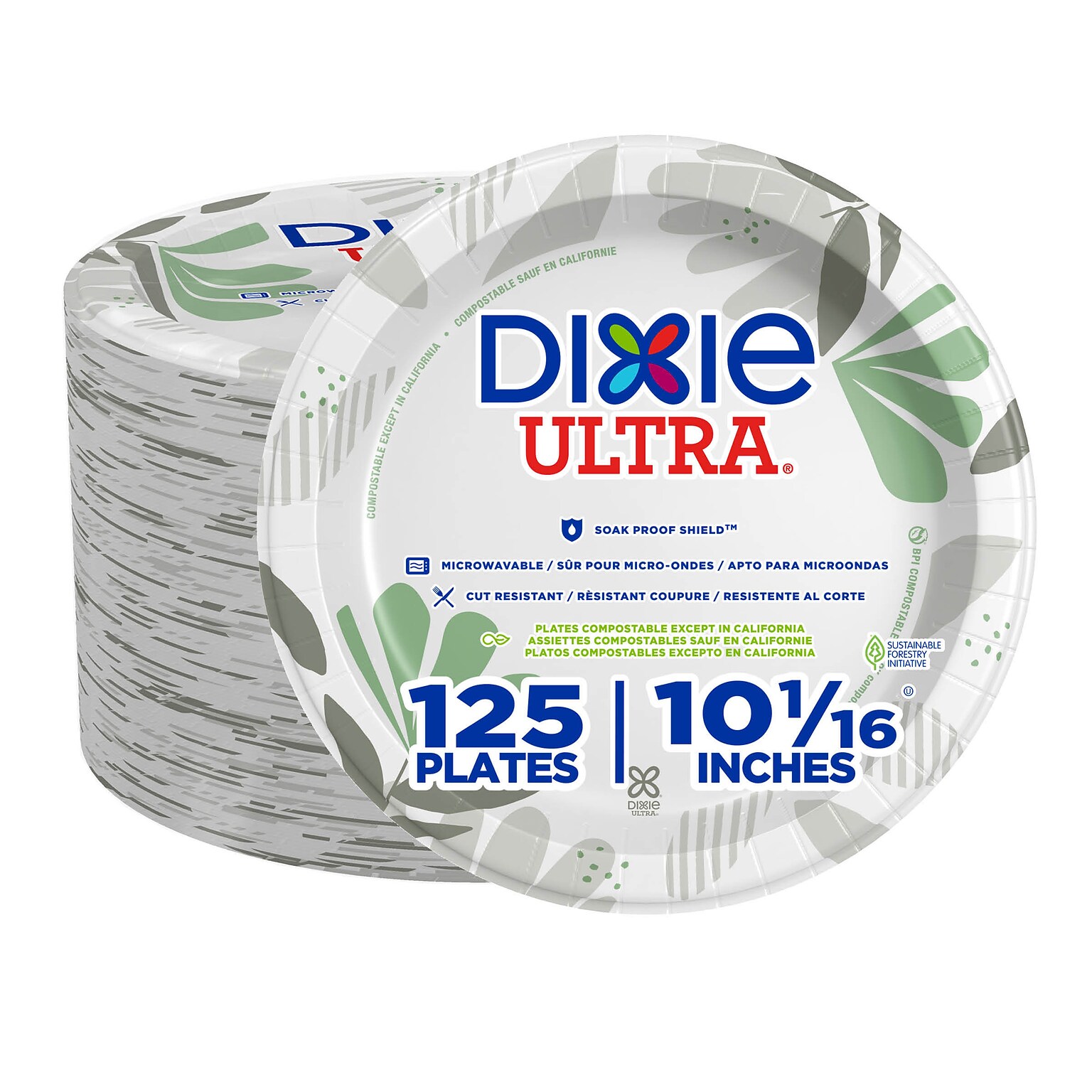 Dixie Ultra Pathways 10 Paper Plates, Multicolor, 125/Pack (SXP10PATH)