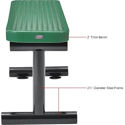 Global Industrial 4' Outdoor Steel Flat Bench, Expanded Metal, Green (695741GN)
