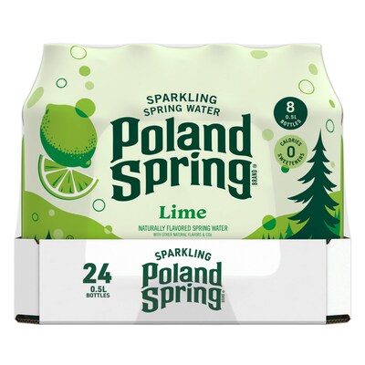 Poland Spring Lime Sparkling Purified Water, 16.9 oz., 24/Carton (12349570/122058)