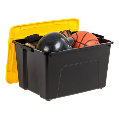 Iris 60 Quart Storage Container with Lid, Plastic, Yellow, 6/Pack (500277)