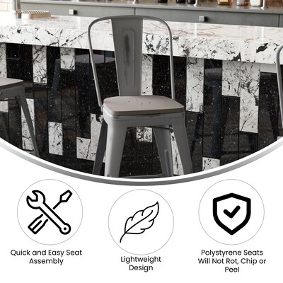 Flash Furniture Lincoln Contemporary Metal Vertical Back Counter Height Stool, Clear Coat/Gray (XUDGTP01B24PL1G)