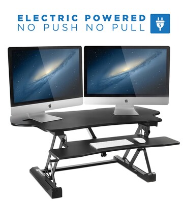 Mount-It! 49"W Electric Adjustable Standing Desk Converter with USB Charging Port, Black (MI-7962)