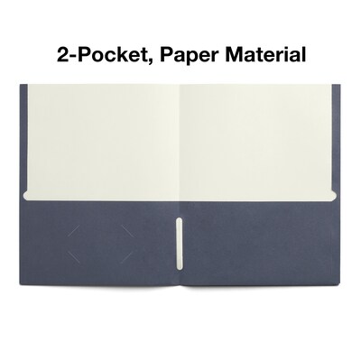 Staples Smooth 2-Pocket Paper Folder, Navy, 25/Box (27539-CC)