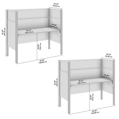 Bush Business Furniture Pro-Biz 55.39"H x 125.04"W 2 Person In-Line Cubicle Panel Workstation, White (100876DG-17)