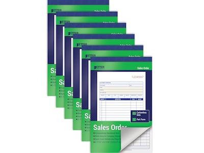 Better Office 2-Part Carbonless Sales Order Book, 5.44" x 8.44", 50 Sets/Book, 6 Books/Pack (66106-6PK)