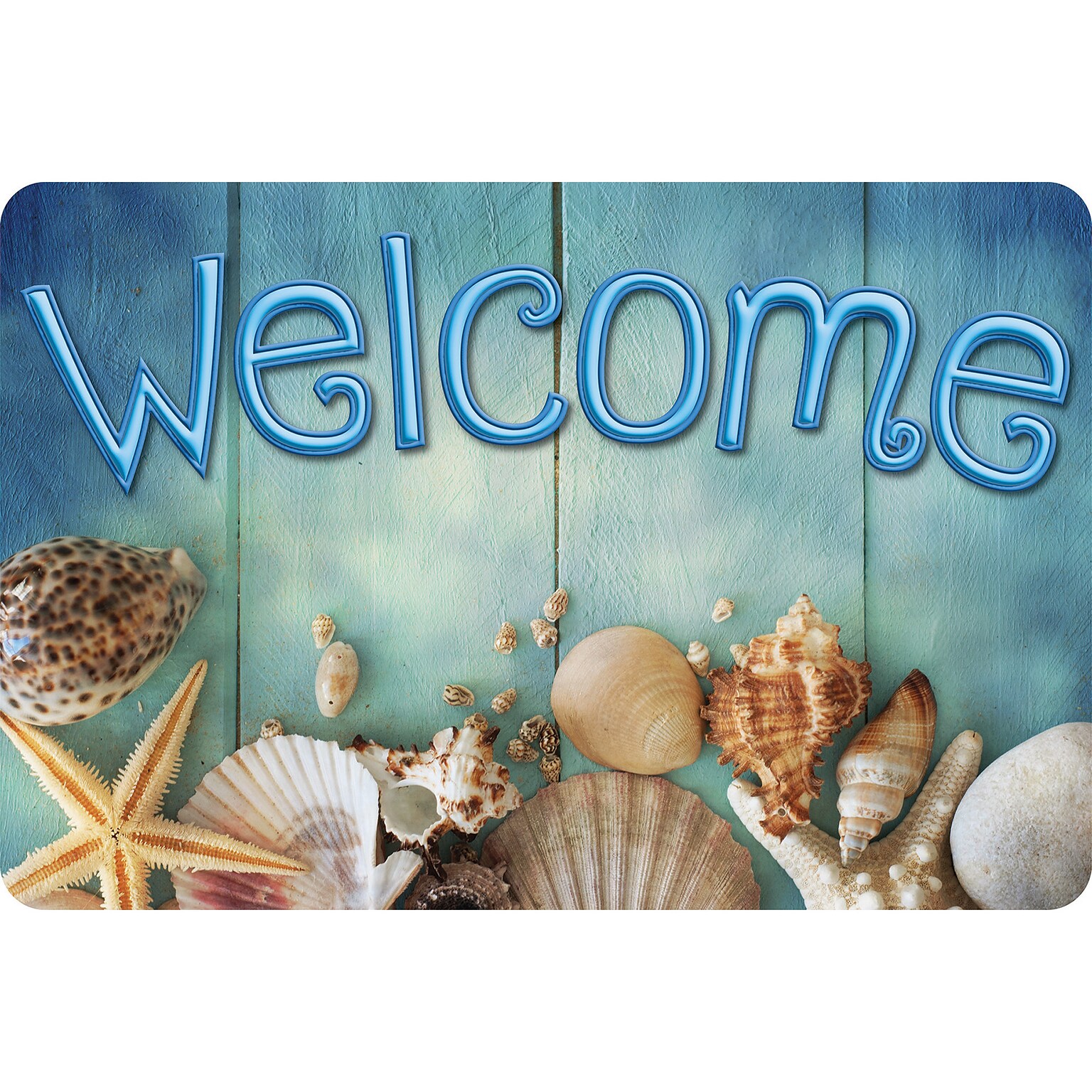 Ashley Productions The Original Fun Mat, Welcome Mat, 15.5 x 23.5, Beach Life Welcome (ASH91547)