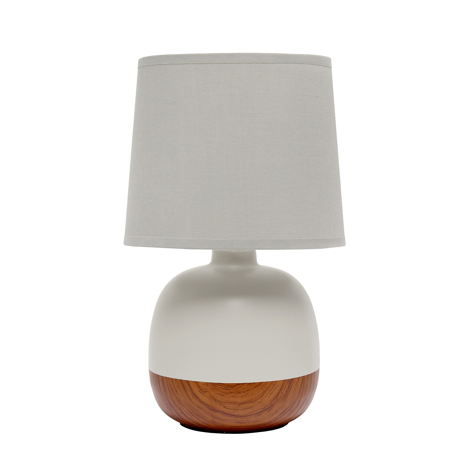 Simple Designs Petite Mid Century Table Lamp, Dark Wood and Light Gray (LT2078-DWG)