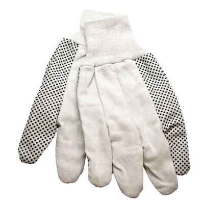 Glove Crafter Men's Canvas with PVC Dots Work Gloves, One Size, Off White, 6/Pack, 12 Packs/Carton (13062)