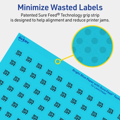 Avery Laser/Inkjet Multipurpose Circle Labels, 0.5" Dia., Bright Blue, 1540/Pack (94503)