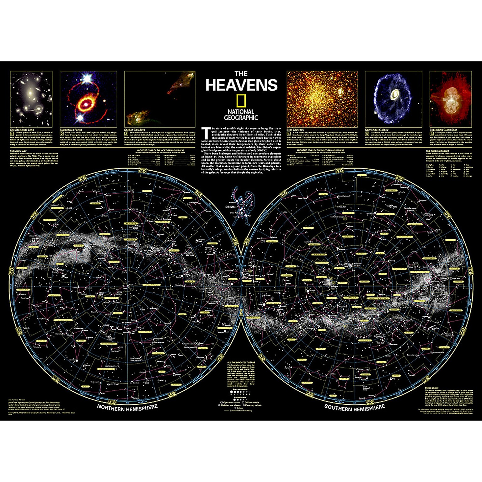 National Geographic The Heavens Map, Laminated, 30.5 x 22.75 (NGMRE00620136)