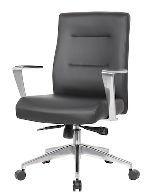 Boss Office Products Ergonomic Vinyl Swivel Conference Chair, Black (B8886AL-AMBK)