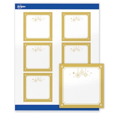 Avery Square Multipurpose Labels, 3 x 3, White, 60/Pack (19479370525)