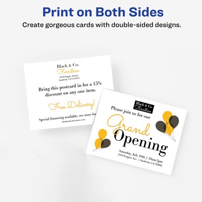 Avery Matte General Use Postcards, Matte White, 4.25" x 5.5", Inkjet, 200/Pack (08387)