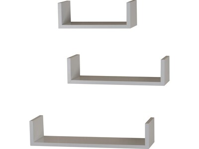 V-Light Wood Wall-Mounted Shelves, White, 3/Pack (VW161011W)