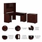 Bush Furniture Cabot 60" W L Shaped Computer Desk with Hutch and Lateral File Cabinet Bundle, Harvest Cherry (CAB005HVC)
