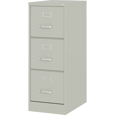 Lorell Fortress 3-Drawer Vertical File Cabinet, Letter Size, Lockable, 40.2"H x 15"W x 22"D, Light Gray (LLR42298)