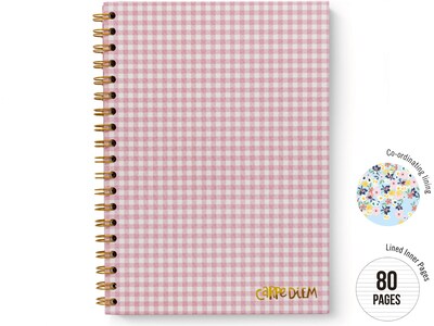 Carpe Diem Ballerina Pink Check 1-Subject Notebook, 7.5" x 9.75", Wide-Ruled, 80 Sheets, Pink/White (9377-CD)