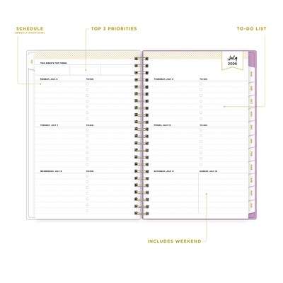 2026-2027 Blue Sky Day Designer Kerridge Lilac 5 x 8 Academic Year Weekly & Monthly Planner, Plastic Cover (158167)