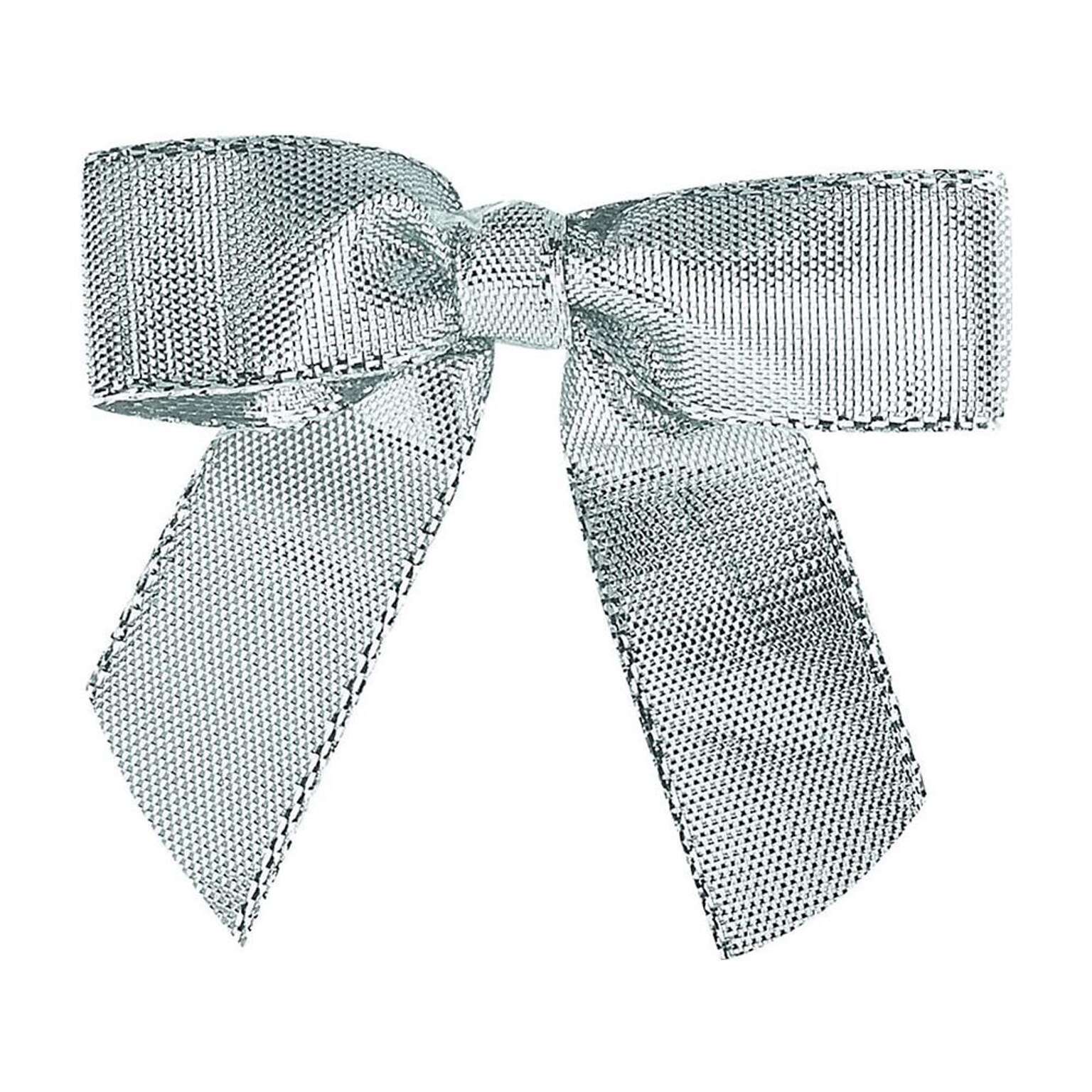 JAM Paper Metallic Bows, Silver - Lame, 100/Pack (52640349263)
