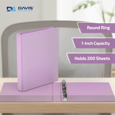 Davis Group, 1, 8.5 x 11, Round Ring View Binder, Pastel Color, Lavender, 6/Pack (7411-13-06)