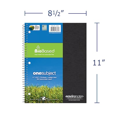 Roaring Spring Paper Products BioBased 1-Subject Notebooks, 8.5" x 11", College Ruled, 70 Sheets (13361)