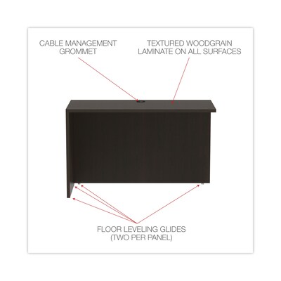 Alera Valencia Series Reversible Return/bridge Shell, 47 1/4w X 23 5/8d, Espresso