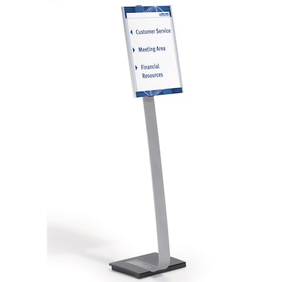 Durable Info Sign Duo Floor Stand, Tabloid-Size Inserts, 15x44-1/2, Clear