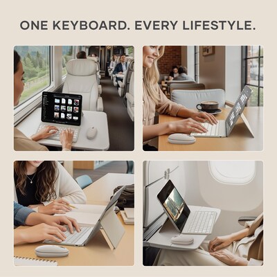 Satechi OntheGo Bluetooth 16" Folio Keyboard with Stand, Sand (ST-KOTGW-EN)