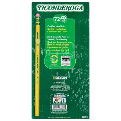 Ticonderoga The Worlds Best Pencil Wooden Pencil, 2.2mm, #2 Soft Lead, 72/Pack (33904)