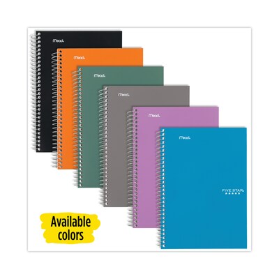 Five Star® 2-Subject Wirebound Notebook, 6" x 9.5", Medium/College Rule, 100 Sheets, Assorted Colors (52111B-US)