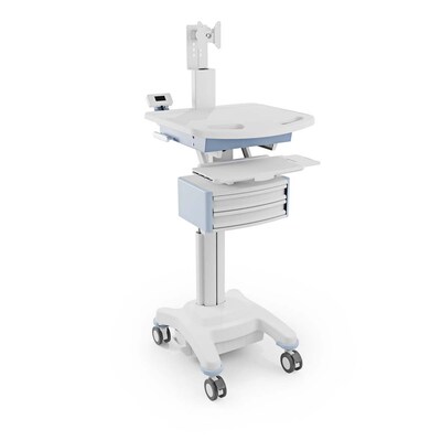 Luxor VitalPower Deluxe Mobile Medical Workstation with Full-Swivel Wheels, White (MCWS004)