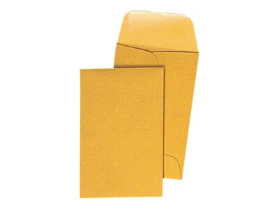 Staples Currency Envelopes, 2.5 × 4.25, Brown Kraft, Gummed Flap Seal, Durable Paper Stock, 500/Box