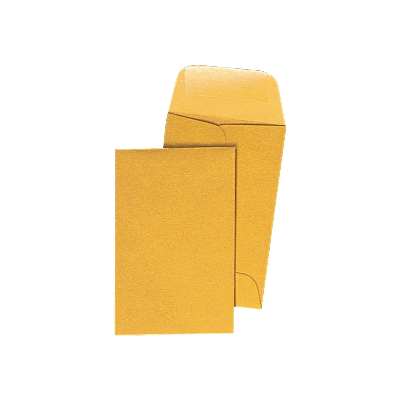 Staples Currency Envelopes, 2.5 × 4.25, Brown Kraft, Gummed Flap Seal, Durable Paper Stock, 500/Box