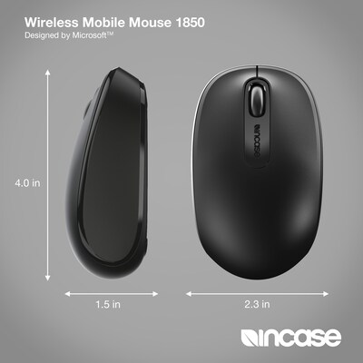 Incase Designed by Microsoft Wireless Mobile 1850 Ambidextrous Optical USB Mouse, Black (U7Z-00001)