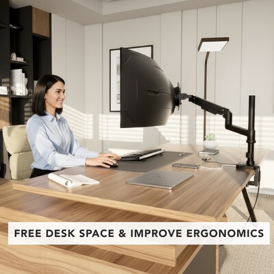 Mount-It! ProFlex Adjustable Heavy-Duty Monitor Mount with Pole & Gas Spring Arm, Fits 17- 49 Ultrawide Monitors, Matte Black