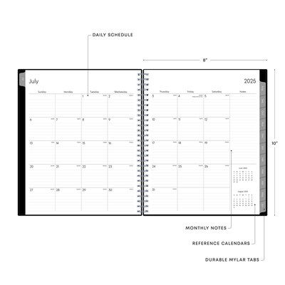 2025-2026 Blue Sky Enterprise 8" x 10" Academic Year Monthly Planner, Plastic Cover, Black (130615-A26)