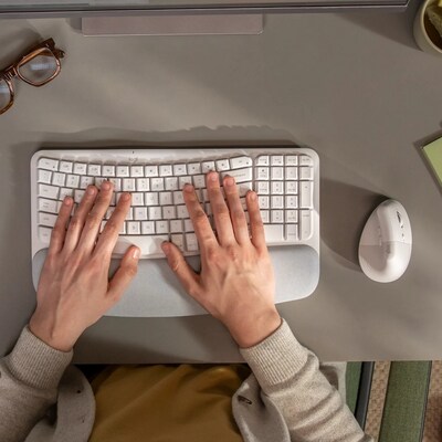 Logitech Wave Keys Wireless Ergonomic Keyboard and Optical Mouse Combo, Off-White (920-013611)