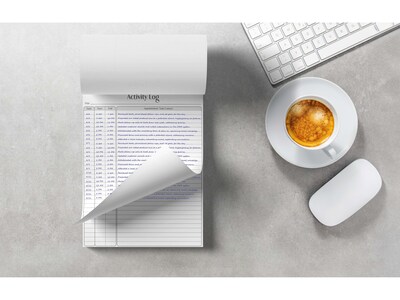 Better Office Activity Log Notepad, 8.5" x 11", Project-Ruled, White/Black, 50 Sheets/Pad (25836)