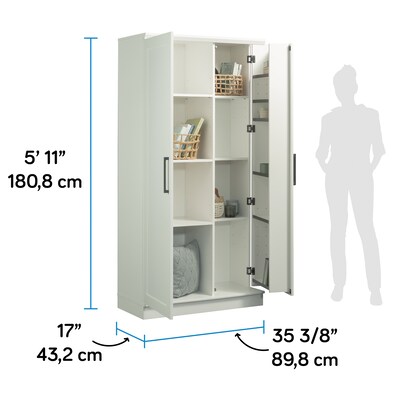 Sauder HomePlus 71"H Storage Cabinet with 12 Shelves, Soft White (422427)