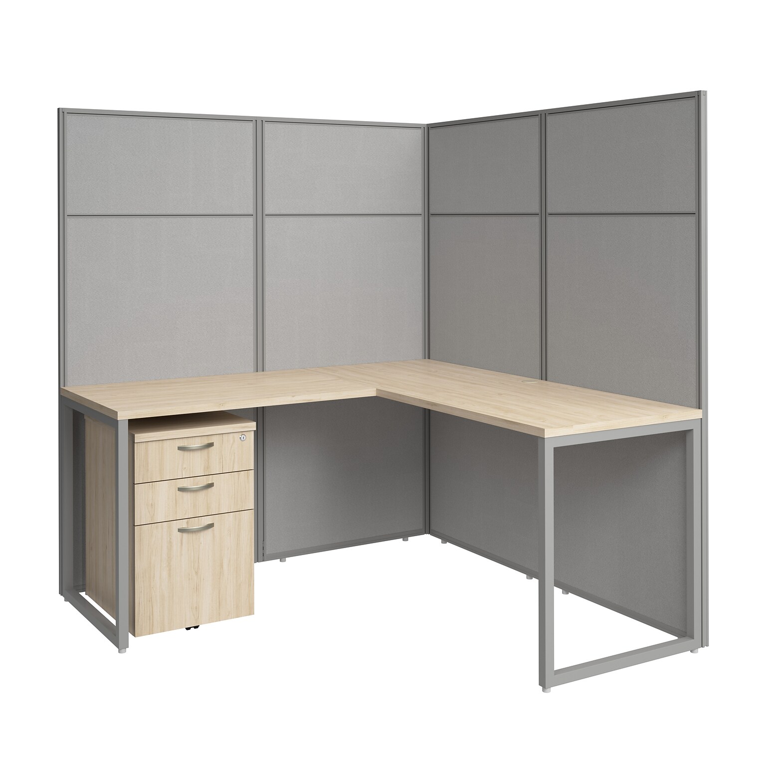 Bush Business Furniture Easy Office 66H x 60W L-Shaped Cubicle Panel Workstation, Natural Elm (EODH36SNE-03K)
