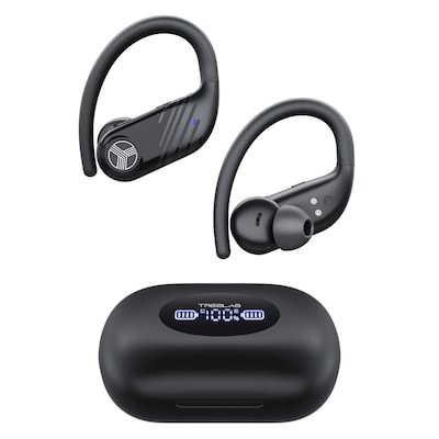 Treblab X3-Pro Bluetooth Wireless Earbuds with Earhooks with Charging Case, White